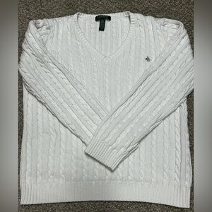 Lauren Ralph Lauren Cable Knit Sweater White Cotton XL